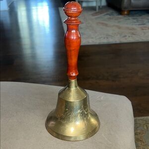 Vintage Brass Hand Bell with Wooden Handle